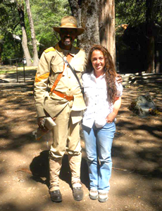 Ranger Shelton Johnson with Student Sevilla Soto in Yosemite
